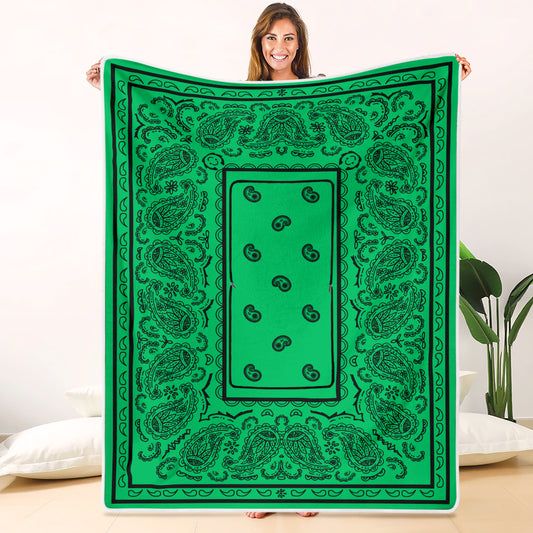 Pillow Blanket - Traditional Green and Black