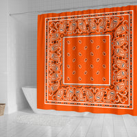 Shower Curtain - Bright Orange Classic Bandana