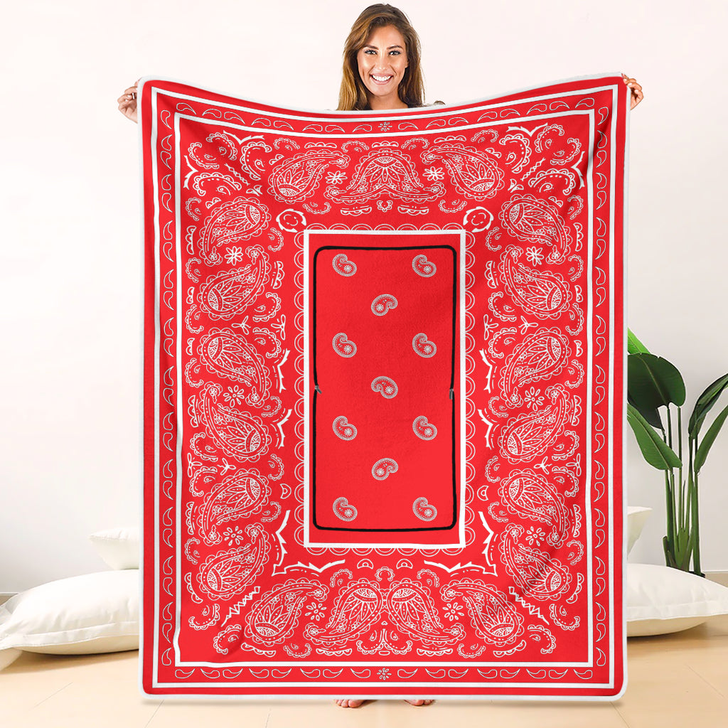 Pillow Blanket - Traditional Red and White