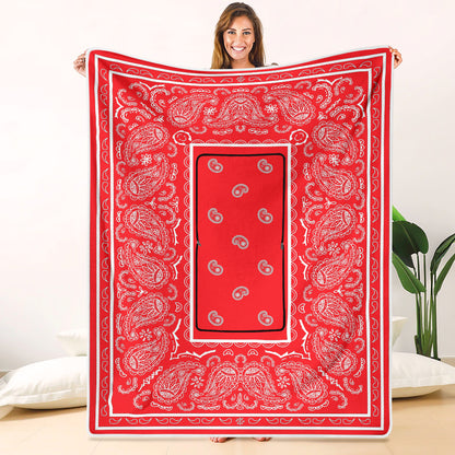 Pillow Blanket - Traditional Red and White