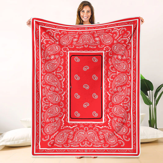 Pillow Blanket - Traditional Red and White