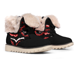 Women's Winter Boot - Black and Red Paisley