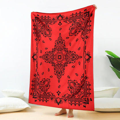 Ultra Plush 3 Black on Red Bandana Throw Blanket