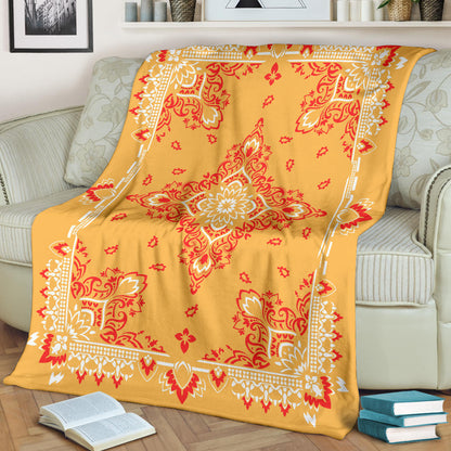Ultra Plush 3 Red on Peach Bandana Throw Blanket
