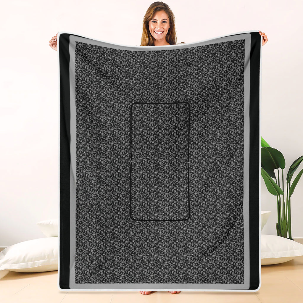 Pillow Blanket - Black with Gray