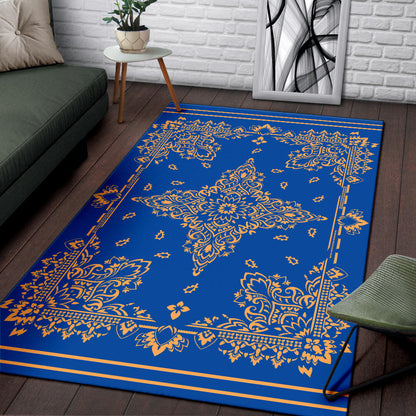 Area Rug Two - Peach on Cobalt