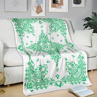 Ultra Plush 3 Green on White Bandana Throw Blanket