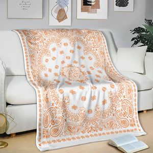 Ultra Plush Orange on White Bandana Throw Blanket