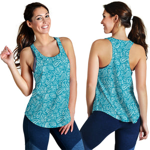 Women's Racerback Tank - White on Teal