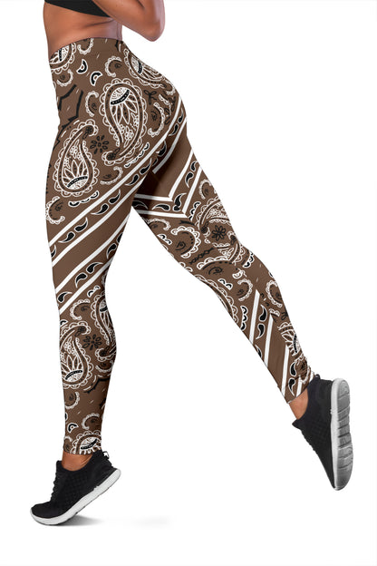 Women's Leggings - Coffee Brown Total Bandana