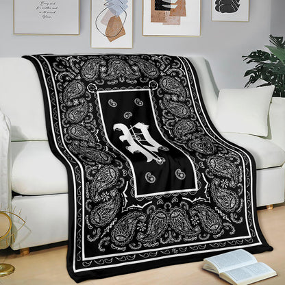 Black Ultra Plush Bandana Blanket - P oe