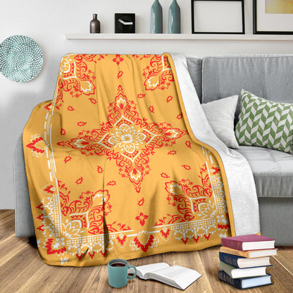 Ultra Plush 3 Red on Peach Bandana Throw Blanket