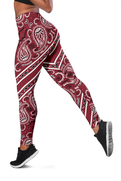 Women's Leggings - Maroon Total Bandana