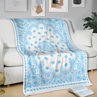 Ultra Plush 2 Lt Blue on White Bandana Throw Blanket