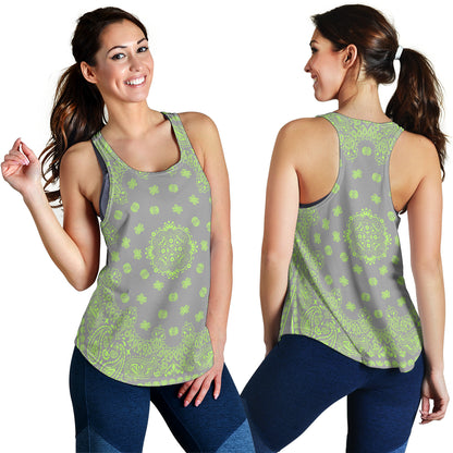 Women's Racerback Tank - Lime Bandana on Gray