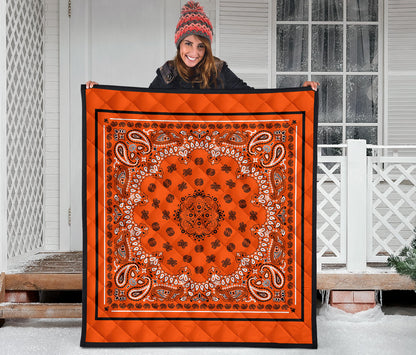 Quilt 2 Black White on Orange Black Sq