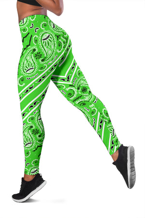 Women's Leggings - Green Bandana