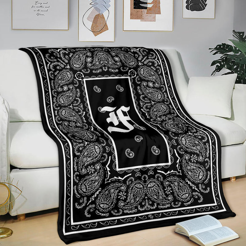 Black Ultra Plush Bandana Blanket - F oe
