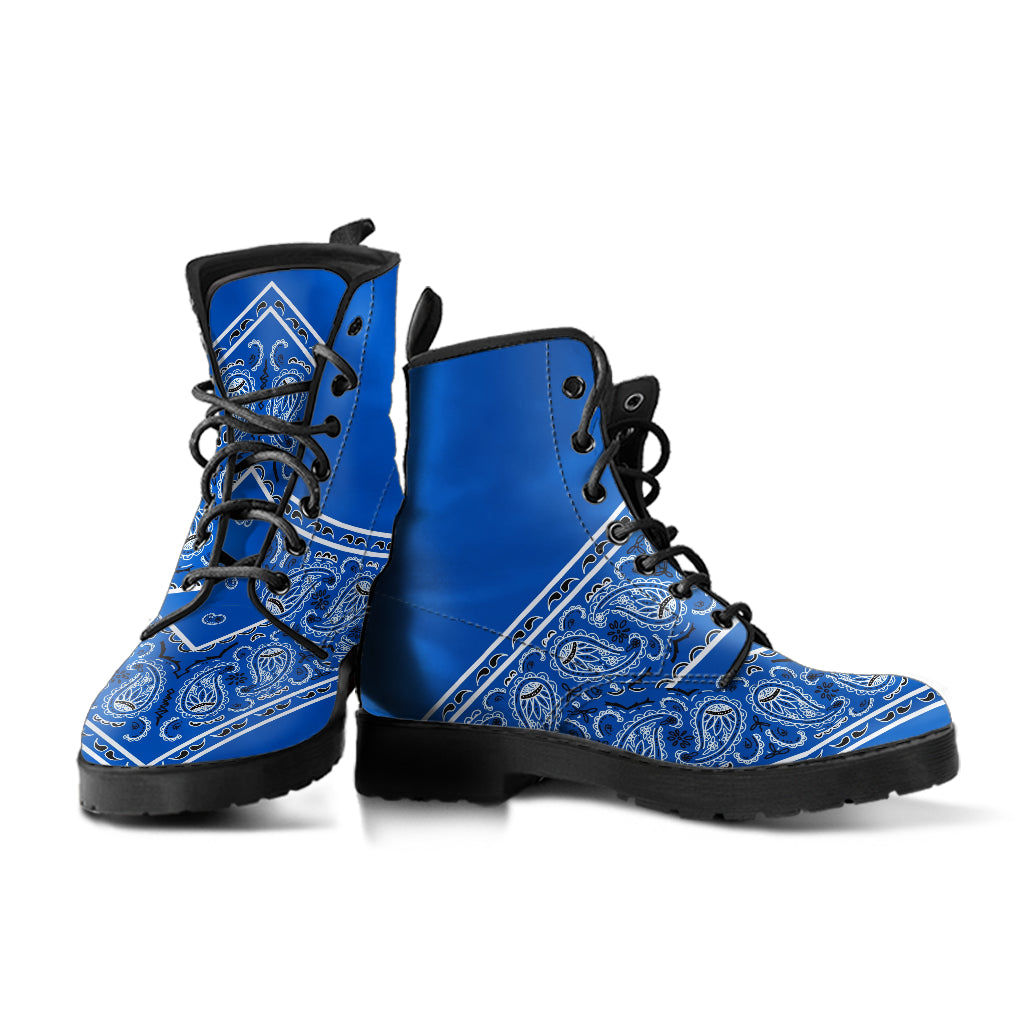 Flying V Leather Bandana Boot - Cobalt