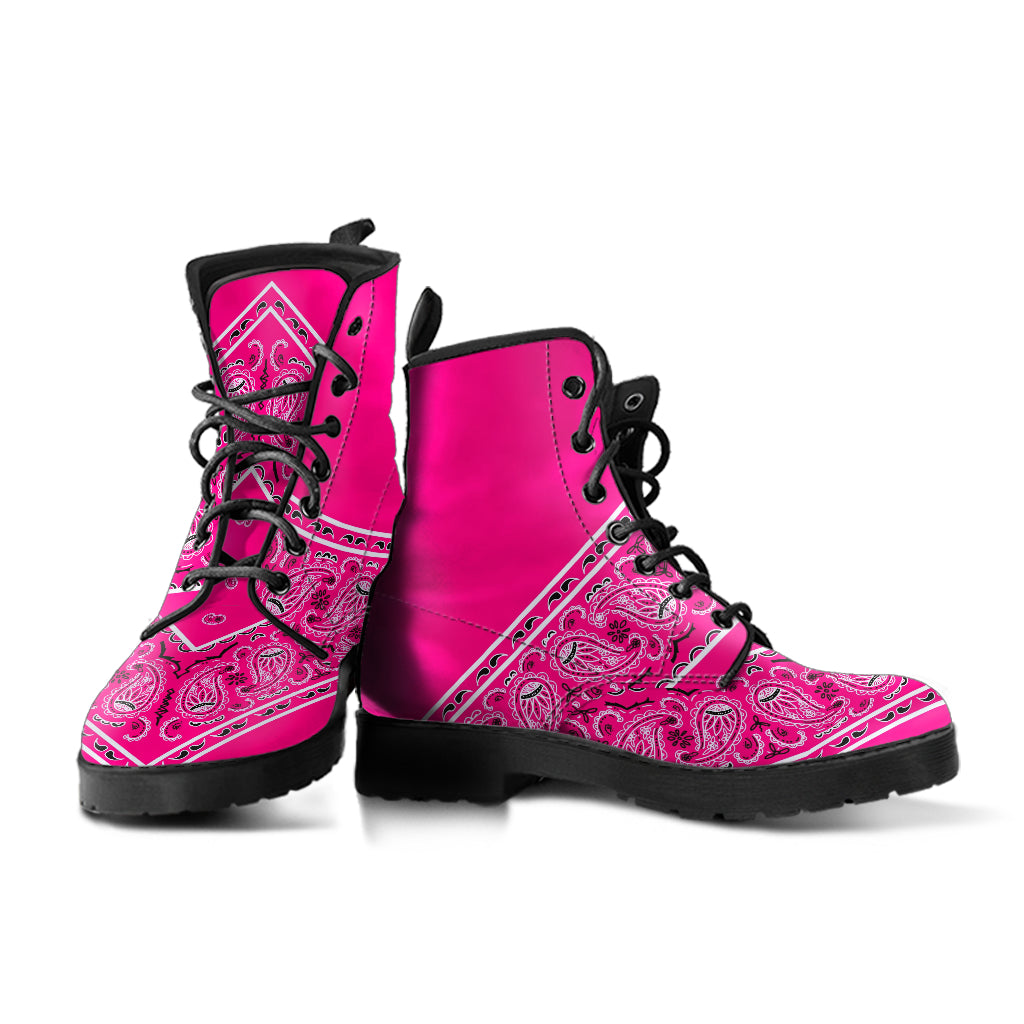 Flying V Leather Bandana Boot - Ultra Pink