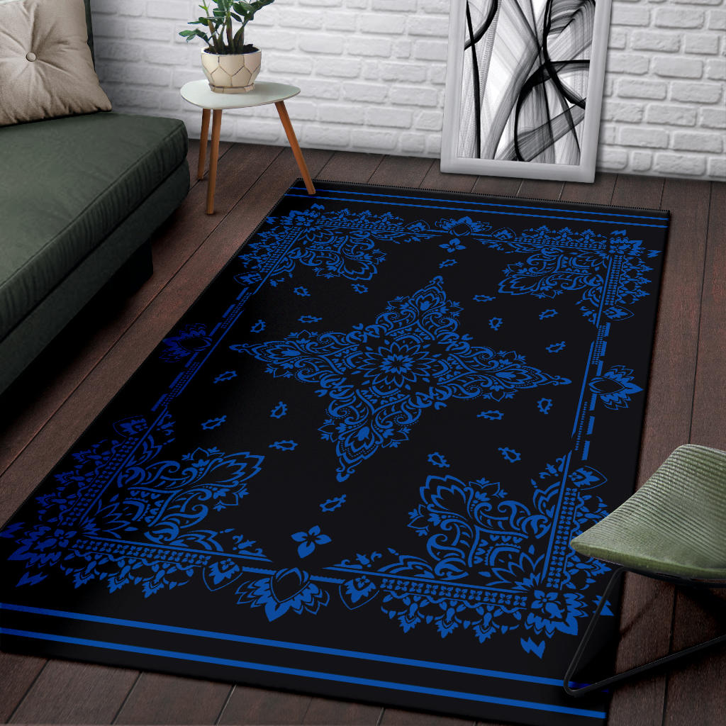 Area Rug Two - Cobalt on Black