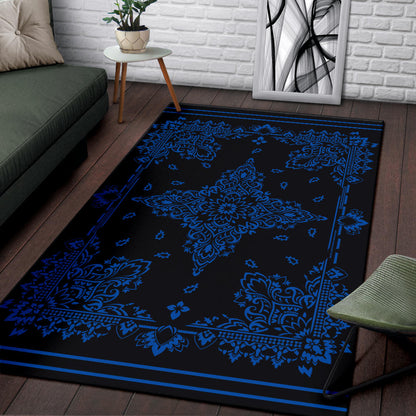 Area Rug Two - Cobalt on Black