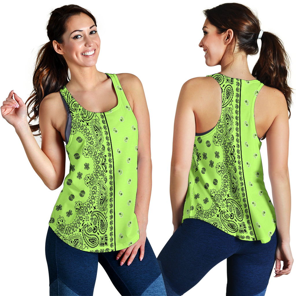 Women's Racerback Tank - Offset Black on LIme