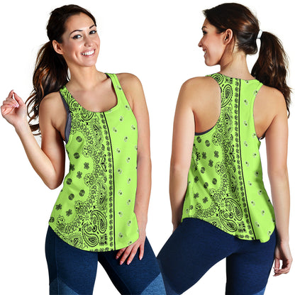 Women's Racerback Tank - Offset Black on LIme