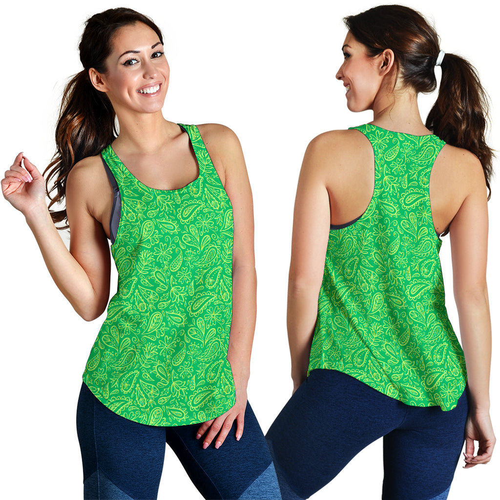 Women's Racerback Tank - Lime on Green
