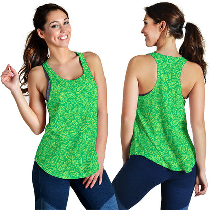 Women's Racerback Tank - Lime on Green