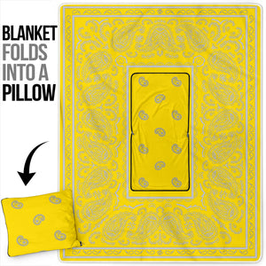 Pillow Blanket - Traditional Yellow and White