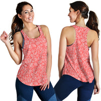 Women's Racerback Tank - Coral and White