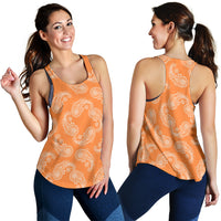 Women's Racerback Tank - Swirl Orange and White