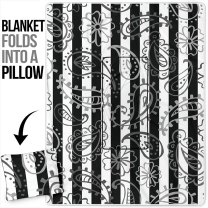 Pillow Blanket - Stripes and Paisley