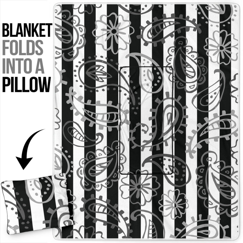 Pillow Blanket - Stripes and Paisley
