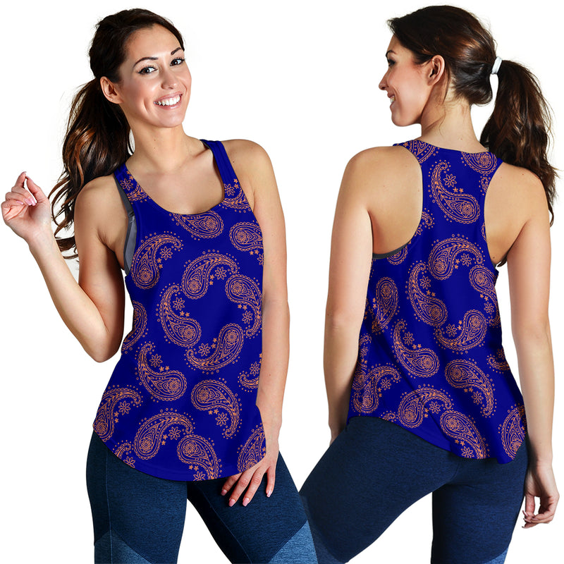 Women's Racerback Tank - Navy and Orange