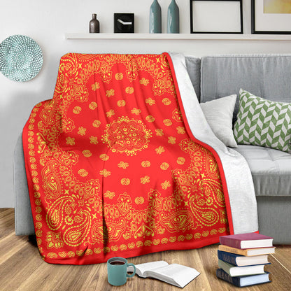 Ultra Plush 2 Yellow on Red Bandana Throw Blanket