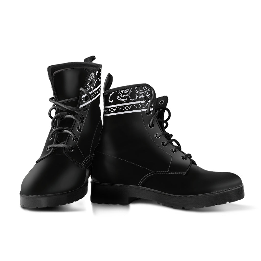 Banded Black Leather Bandana Boot