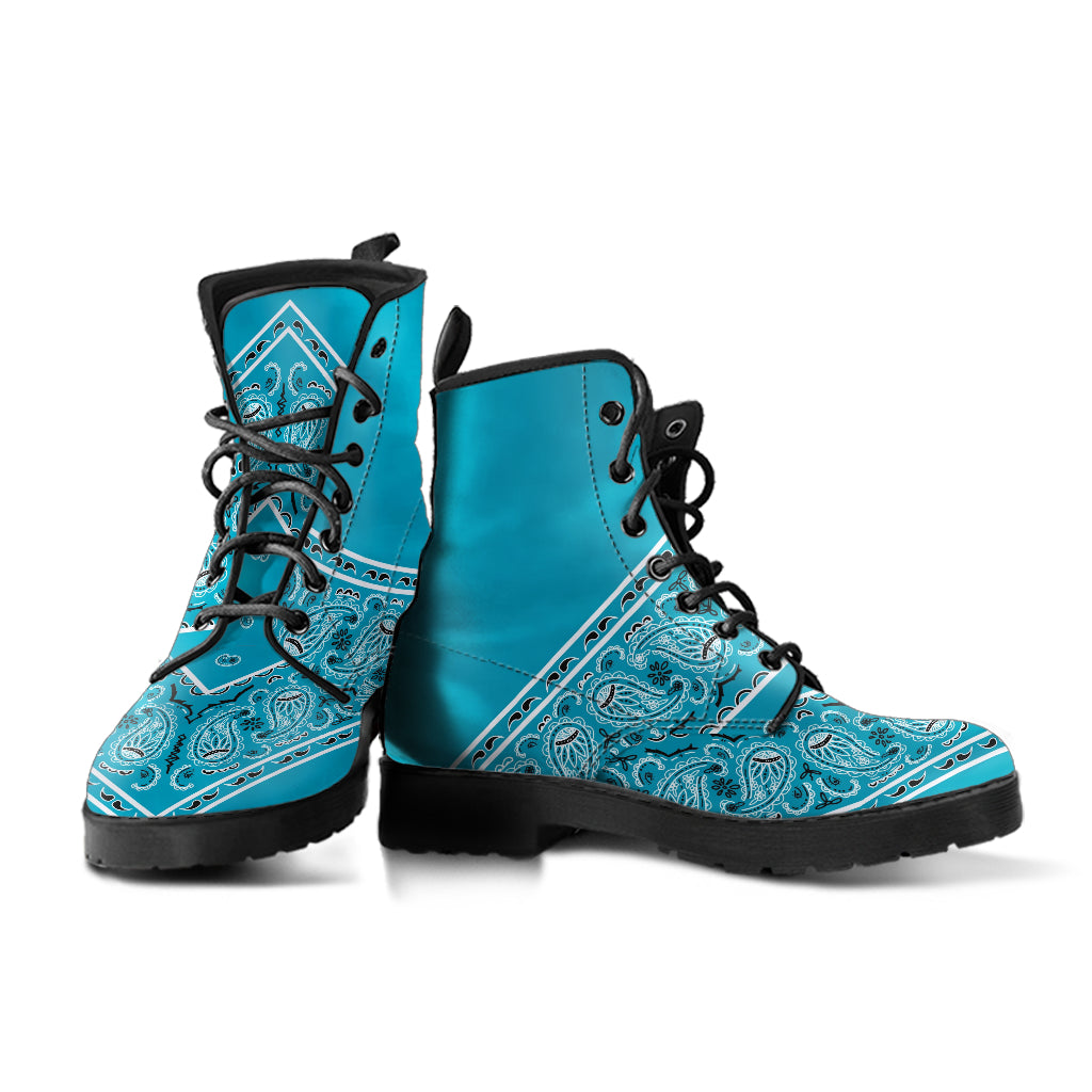 Flying V Leather Bandana Boot - Teal