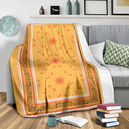 Ultra Plush 5 Red on Peach Bandana Throw Blanket