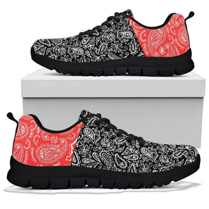 Low Top Sneaker - Red and Black on Black