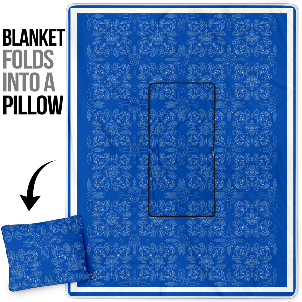 Pillow Blanket - Blue and White