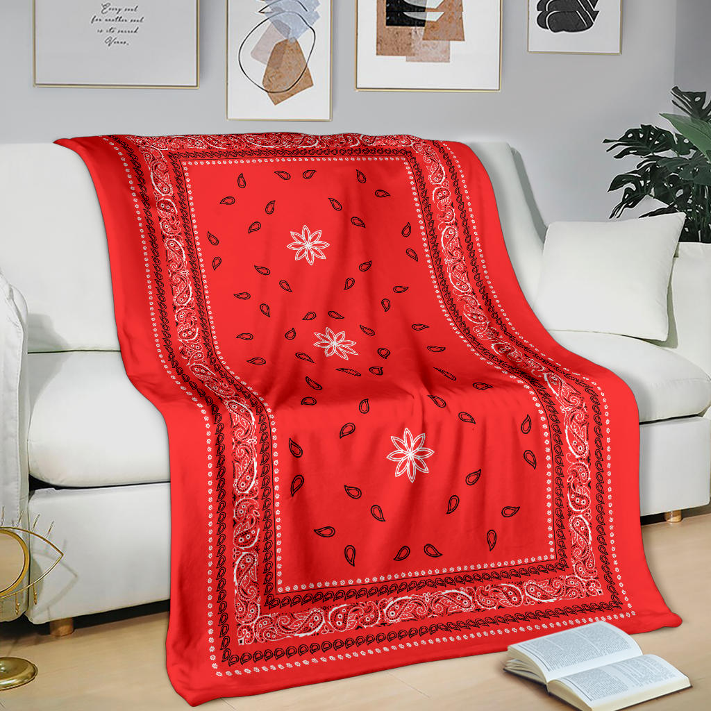 Ultra Plush 4 Traditional Red Bandana Throw Blanket