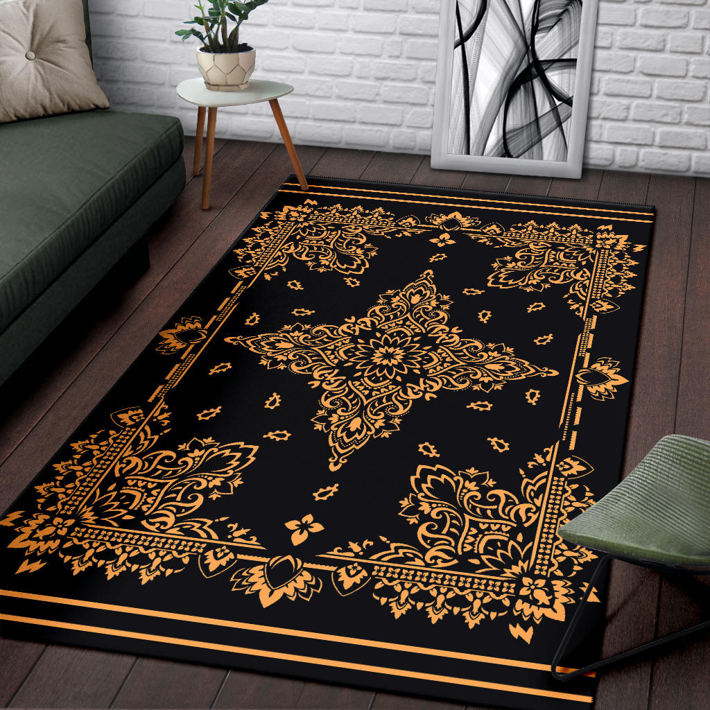 Area Rug Two - Peach on Black