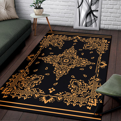 Area Rug Two - Peach on Black