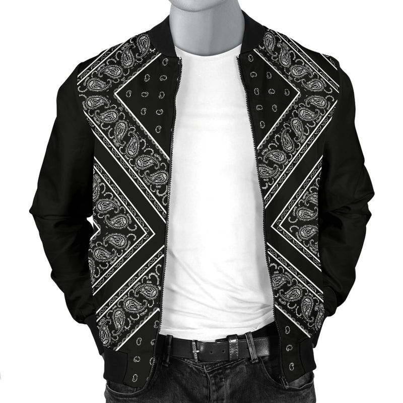 Men's Black X Bandana Bomber Jacket