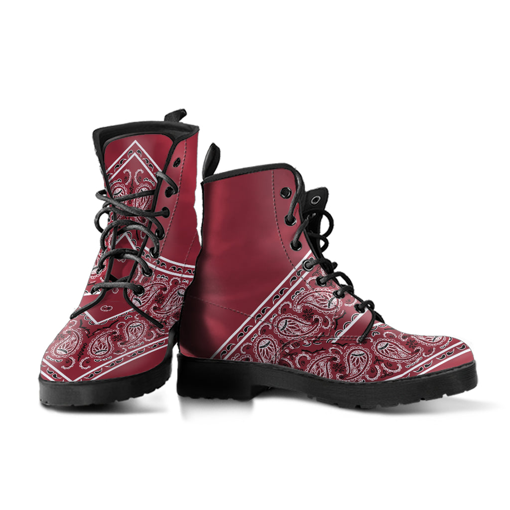 Flying V Leather Bandana Boot - Maroon