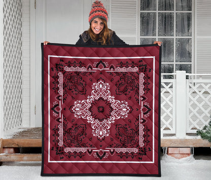 Quilt 3 - White Black on Maroon Bandana Quilt