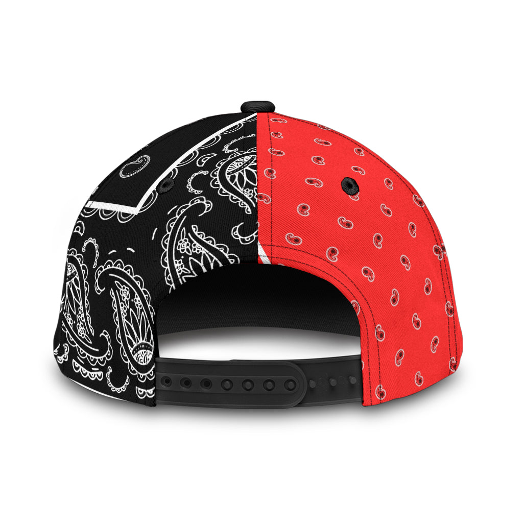 Classic Cap - Bandana Style Red Black Panels