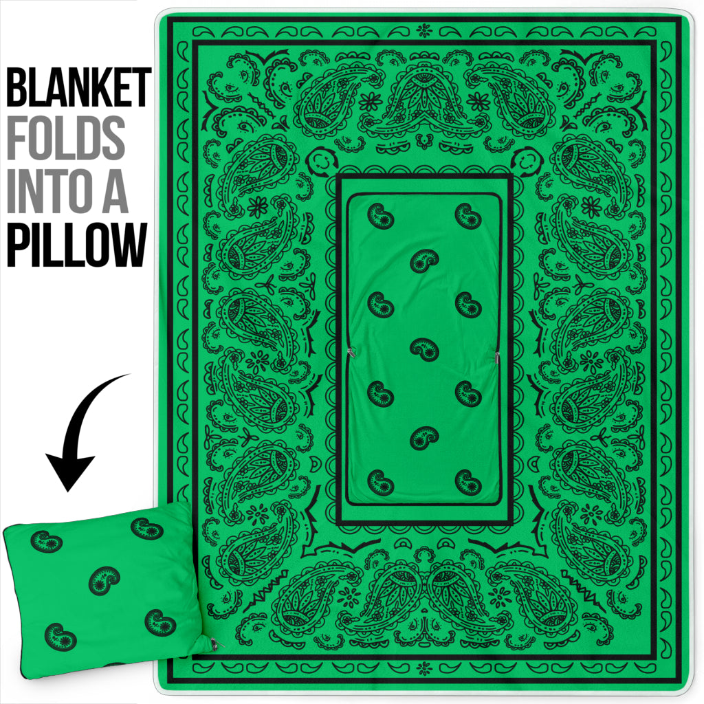 Pillow Blanket - Traditional Green and Black